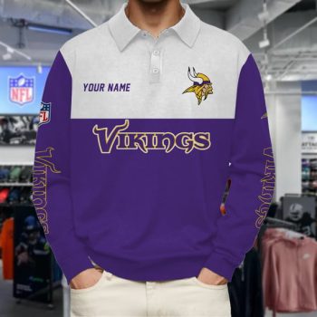 Minnesota Vikings Collar Sweatshirt Custom Name Gift For Fan