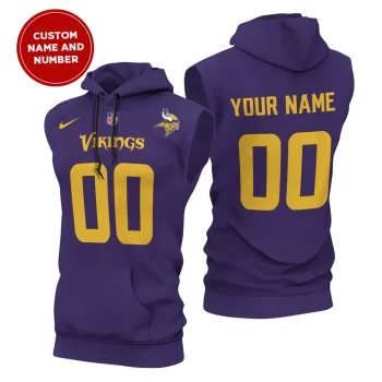 Minnesota Vikings Custom Name/Number Sleeveless Hoodies Player Hoodie