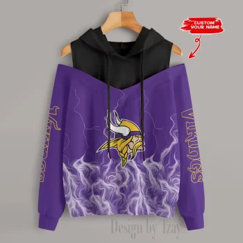 Minnesota Vikings Slime Off Shoulder Hooded Sweatshirt For Women
