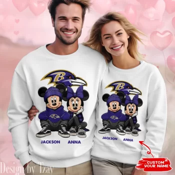 NFL Baltimore Ravens Couple Sweater Custom Name Gifts For Lovers