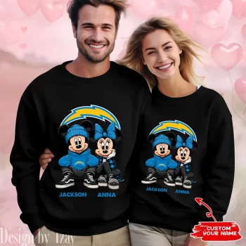 NFL Los Angeles Chargers Couple Sweater Custom Name Gifts For Lovers