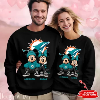 NFL Miami Dolphins Couple Sweater Custom Name Gifts For Lovers