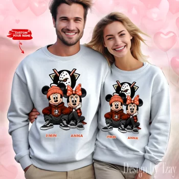 NHL Anaheim Ducks Couple Sweater Custom Name Gifts For Lovers