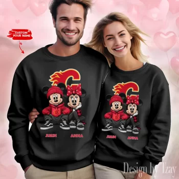 NHL Calgary Flames Couple Sweater Custom Name Gifts For Lovers