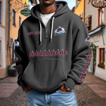 NHL Colorado Avalanche Personalized Name Waffle Quarter Zip Hoodie Design