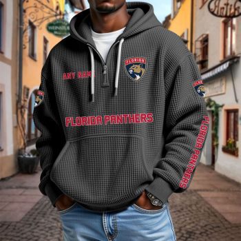 NHL Florida Panthers Personalized Name Waffle Quarter Zip Hoodie Design