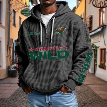 NHL Minnesota Wild Personalized Name Waffle Quarter Zip Hoodie Design