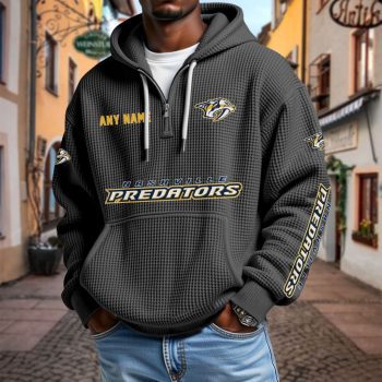 NHL Nashville Predators Personalized Name Waffle Quarter Zip Hoodie Design
