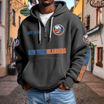 NHL New York Islanders Personalized Name Waffle Quarter Zip Hoodie Design