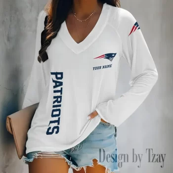 New England Patriots Women's Long sleeves V-neck T-shirt