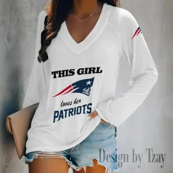 New England Patriots Women's Long sleeves V-neck T-shirt