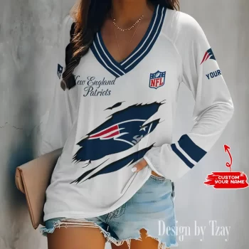 New England Patriots Women's Long sleeves V-neck T-shirt