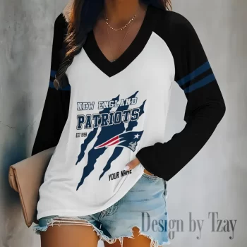 New England Patriots Women's Long sleeves V-neck T-shirt