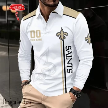 New Orleans Saints Long Sleeve Polo Shirt