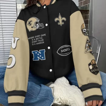 New Orleans Saints National Football League Varsity Jacket Baseball Button Jacket BJA1472