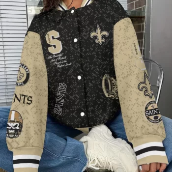 New Orleans Saints National Football League Varsity Jacket Baseball Button Jacket BJA1473