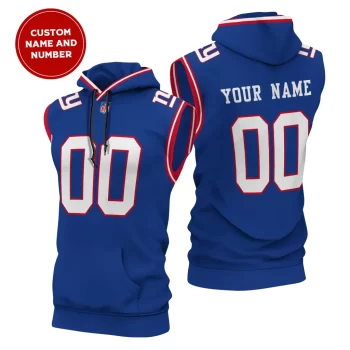 New York Giants Custom Name/Number Sleeveless Hoodies Player Hoodie