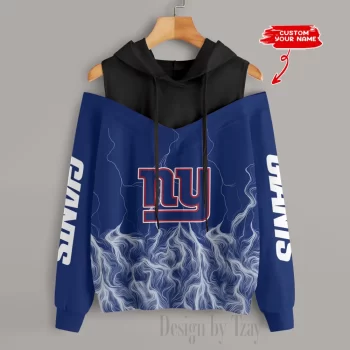 New York Giants Slime Off Shoulder Hooded Sweatshirt For Women