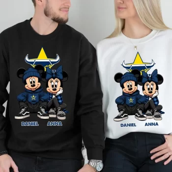North Queensland Cowboys NRL Couple Sweater Hoodie Shirt Custom Name Gifts For Lovers
