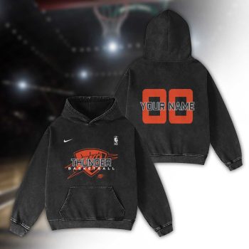 Oklahoma City Thunder Basketball 2D Personalized Name/Number Washed Hoodie Vintage Hoodie