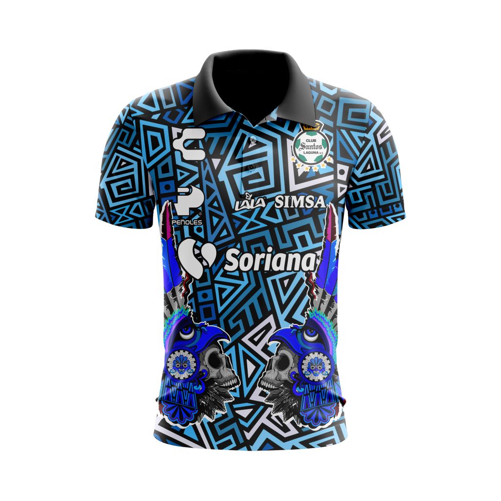 Personalise-Liga-MX-Santos-Laguna-Mix-Aztec-Culture-Concepts-Polo-Shirt-SUVSANTOS Personalise Liga MX Santos Laguna Mix Aztec Culture Concepts Polo Shirt SUVSANTOS