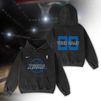 Philadelphia 76ers Basketball 2D Personalized Name/Number Washed Hoodie Vintage Hoodie