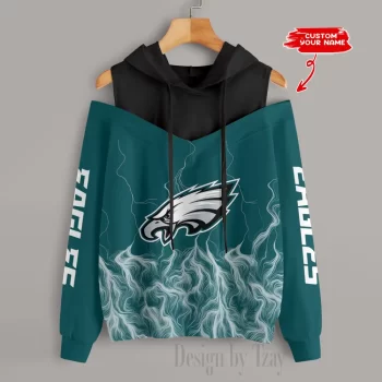 Philadelphia Eagles Slime Off Shoulder Hooded Sweatshirt For Women