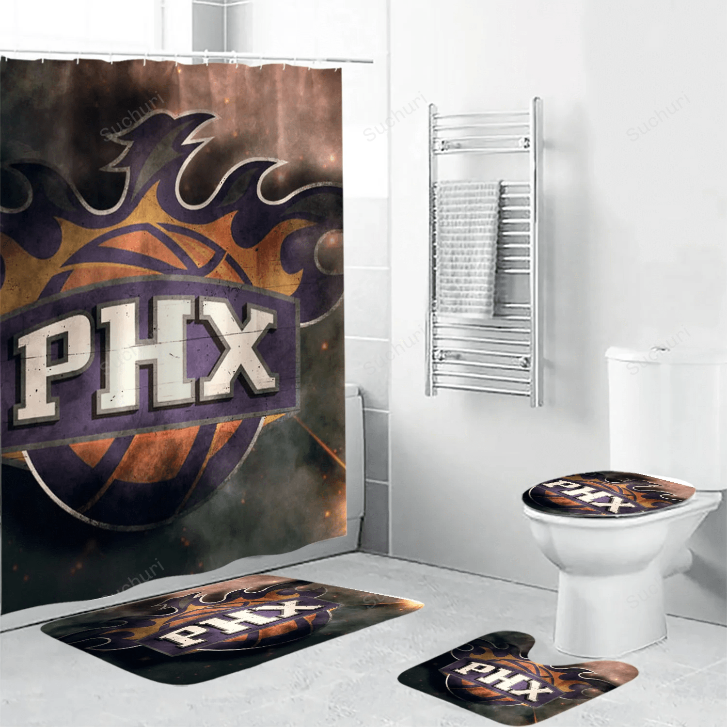Phoenix-Suns-Emblem-v8-Waterproof-Shower-Curtain-Non-Slip-Toilet-Lid-Cover-Bath-Mat-Bathroom-Set-BRS4765 Phoenix Suns Emblem v8 Waterproof Shower Curtain Non-Slip Toilet Lid Cover Bath Mat Bathroom Set BRS4765