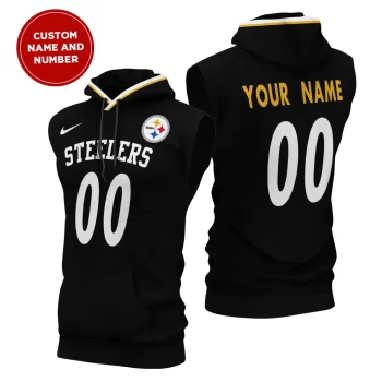 Pittsburgh Steelers Custom Name/Number Sleeveless Hoodies Player Hoodie