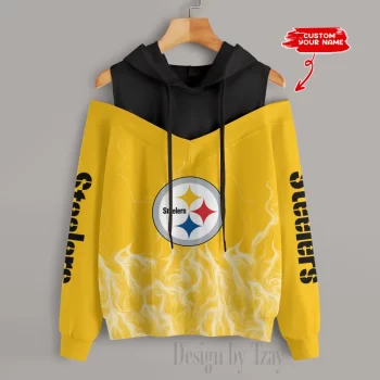 Pittsburgh Steelers Slime Off Shoulder Hooded Sweatshirt For Women