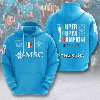 S.S.C. Napoli 2025 Italian Super Cup Champions Unisex Performance Hoodie NEG2127