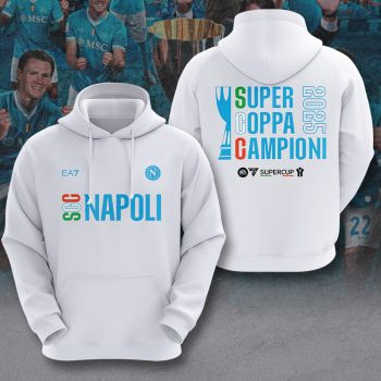S.S.C. Napoli 2025 Italian Super Cup Champions Unisex Performance Hoodie NEG2129