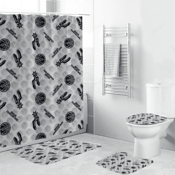 San Antonio Spurs Logo6 Waterproof Shower Curtain Non-Slip Toilet Lid Cover Bath Mat Bathroom Set BRS2740