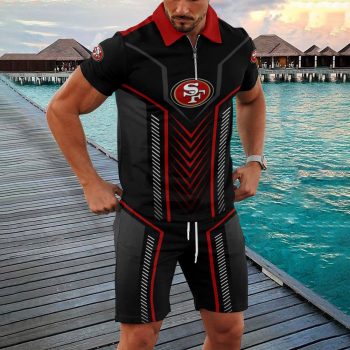 San Francisco 49ers Combo Zip Polo Shirt And Shorts For Men