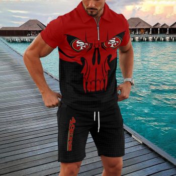 San Francisco 49ers Combo Zip Polo Shirt And Shorts For Men