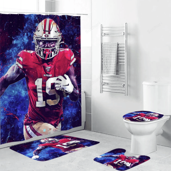 San Francisco 49ers Deebo Samuel 19 Art Waterproof Shower Curtain Non-Slip Toilet Lid Cover Bath Mat Bathroom Set BRS2670