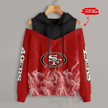 San Francisco 49ers Slime Off Shoulder Hooded Sweatshirt For Women