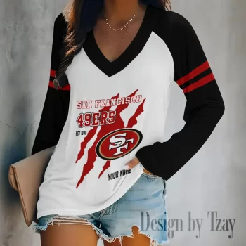 San Francisco 49ers Women's Long sleeves V-neck T-shirt