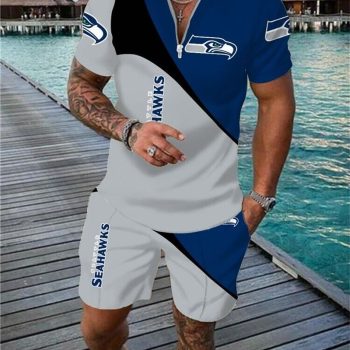 Seattle Seahawks Combo Zip Polo Shirt And Shorts For Men