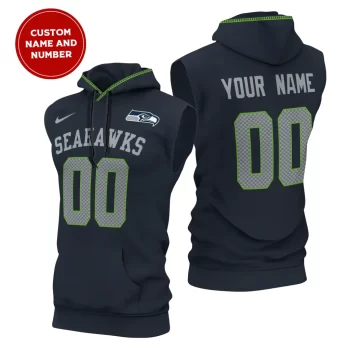 Seattle Seahawks Custom Name/Number Sleeveless Hoodies Player Hoodie