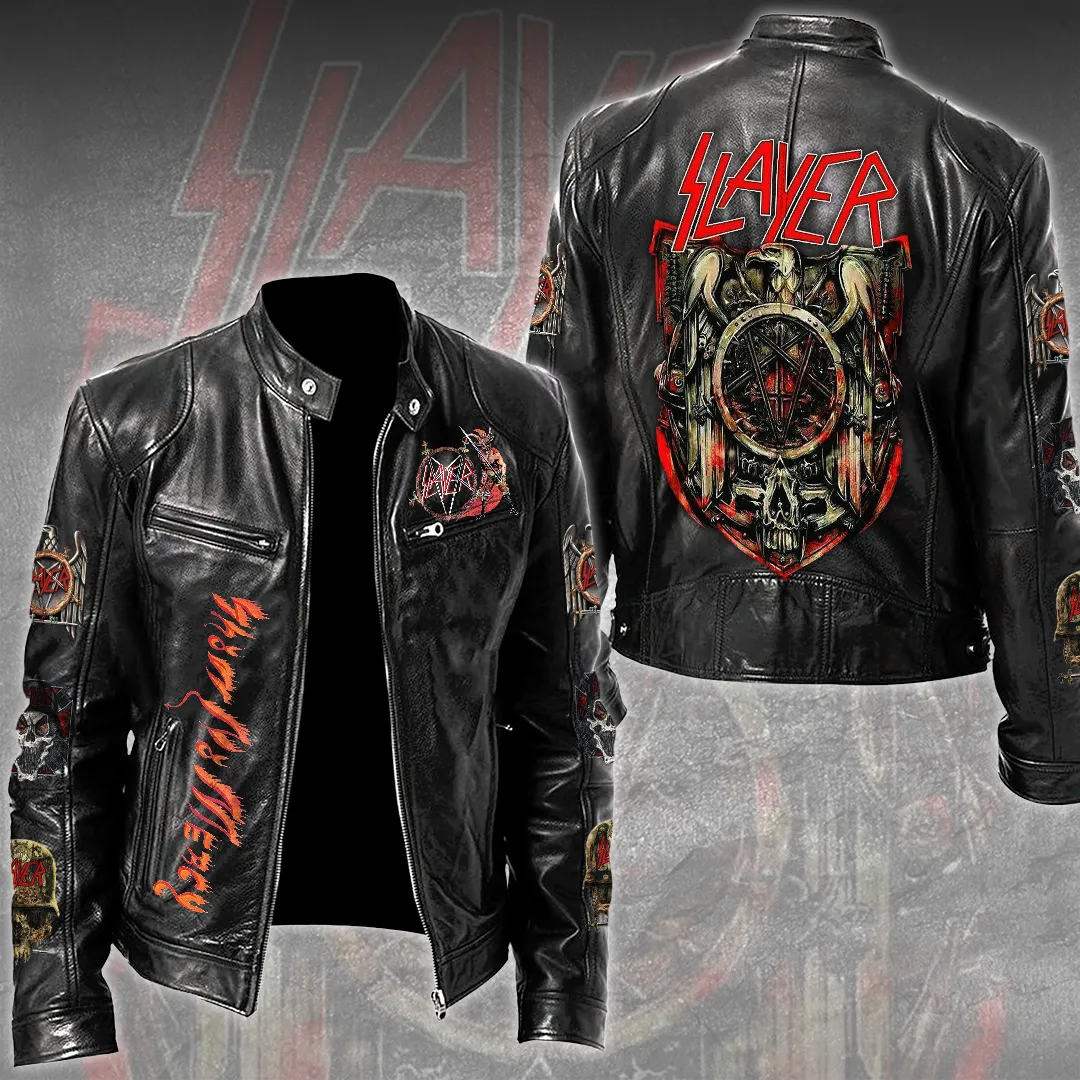 Stand-up Collar Leather Jacket