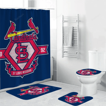 St. Louis Cardinals Red Logo3 3D Bathroom Sets With Waterproof Shower Curtains And Bath Mat Sets BRS3087