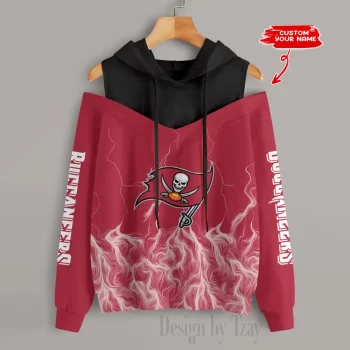 Tampa Bay Buccaneers Slime Off Shoulder Hooded Sweatshirt For Women