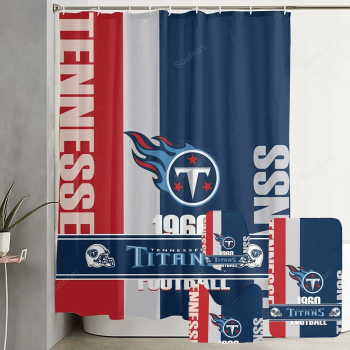 Tennessee Titans EST 1960 Logo Waterproof Shower Curtain Non-Slip Toilet Lid Cover Bath Mat Bathroom Set BRS4275