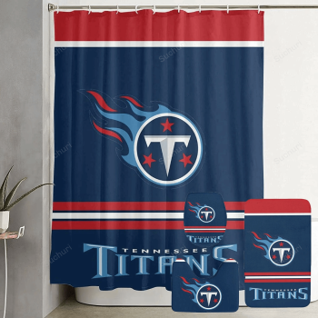 Tennessee Titans Logo Waterproof Shower Curtain Non-Slip Toilet Lid Cover Bath Mat Bathroom Set BRS4286