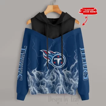 Tennessee Titans Slime Off Shoulder Hooded Sweatshirt For Women