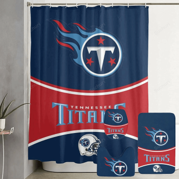Tennessee Titans Team Logo Waterproof Shower Curtain Non-Slip Toilet Lid Cover Bath Mat Bathroom Set BRS4265