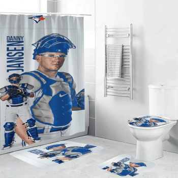 Toronto Blue Jays Danny Jansen1 Waterproof Shower Curtain Non-Slip Toilet Lid Cover Bath Mat Bathroom Set BRS2237