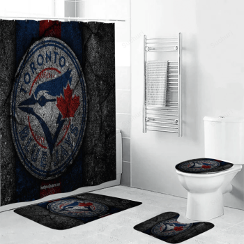 Toronto Blue Jays Russell Bird Crack Stone Waterproof Shower Curtain Non-Slip Toilet Lid Cover Bath Mat Bathroom Set BRS2320