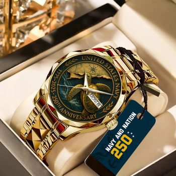 US Navy 250th Anniversary Alloy Luxury Quartz Watch GNW1415